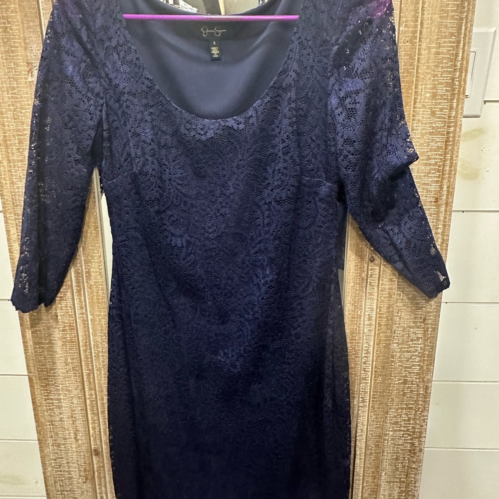 Elegant Navy Lace Dress